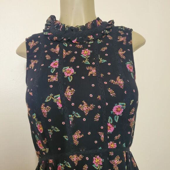 Rebecca Minkoff | Y2K Cottagecore Floral Hi-low Midi Dress  Black XS Fairy - Picture 3 of 13